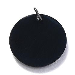 Черный 304 прелести нержавеющей стали, зеркальная полировка, с прыжковых колец, штамповка заготовок тегов, плоско-круглые, ионное покрытие (ip), электрофорез черный, 25x1 мм, отверстие : 3.5 мм