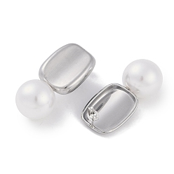 Нержавеющая Сталь Цвет Устойчивые к потускнению 304 серьги-гвоздики из нержавеющей стали, с абс бисера, для женщин, прямоугольные, цвет нержавеющей стали, 39x17.5 мм