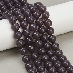 Кокосово-Коричневый Подставки для бусин из нефрита природы малайзии, круглые, окрашенные, кокосового коричневый, 6 мм, отверстие : 1.2 мм, около 64 шт / нитка, 15.16'' (38.5 см)