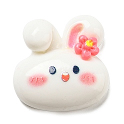 Кролик Мультяшные непрозрачные кабошоны из смолы, для изготовления ювелирных изделий, кролик, 26x25.5x7.5 мм