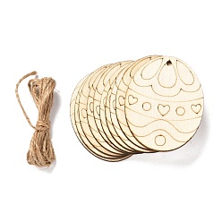 Сердце Кулоны в форме пасхального яйца своими руками, с пеньковой веревки, Сердце Pattern, 74~84x58~68x2~2.5, отверстие : 2.5~3 мм, 10 шт / пакет