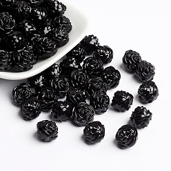 Черный Непрозрачные акриловые бусины, цветок, чёрные, Размер : длиной около 13 мм , шириной 13 мм , толщиной 13 мм , отверстие : 2 мм, Около 520 шт / 500 г