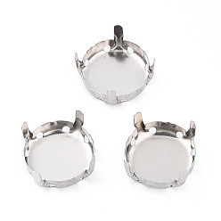 Нержавеющая Сталь Цвет 201 нержавеющая сталь для пришивания зубцов, настройки когтей для стразов с плоской обратной стороной, плоско-круглые, цвет нержавеющей стали, пригодный для стразов 13 мм, 13x6.5 мм, отверстие : 1.2 мм