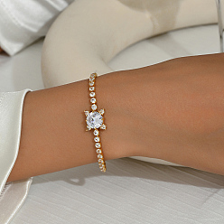 Круглые Элегантные геометрические латунные браслеты-цепочки с кубическим цирконием для ежедневного ношения женщинами, круглые
