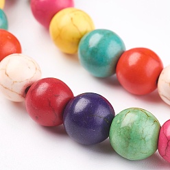 Mixed Color Synthetic Turquoise Beads Strands, Dyed, Round, Mixed Color, 8mm, Hole: 1mm, about 50pcs/strand, 15.35 inch