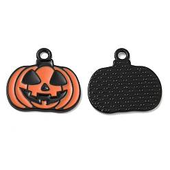 Тыква Подвески из сплава хэллоуина с эмалью, долговечный, без кадмия, без никеля и без свинца, электрофорез черный, тыква, 19x20x1.4 мм, отверстие : 2 мм