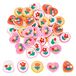 Mixed Color 40Pcs 5 Styles Opaque Resin Cabochons, Mixed Shape with Flower, Mixed Color, 24.5~26x8~9mm, 8pcs/style