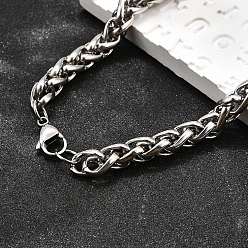 Нержавеющая Сталь Цвет Устойчивые к потускнению модные 304 ожерелья из нержавеющей стали с цепочкой из пшеницы, с карабин-лобстерами , цвет нержавеющей стали, 23.6 дюйм (60 см) x 8 мм