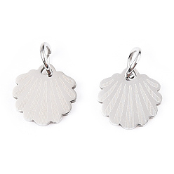 Нержавеющая Сталь Цвет Не тускнеющие 201 подвески из нержавеющей стали, для изготовления ювелирных изделий DIY, с прыжковых колец, оболочка, цвет нержавеющей стали, 10x9.5x1 мм, отверстие : 3 мм