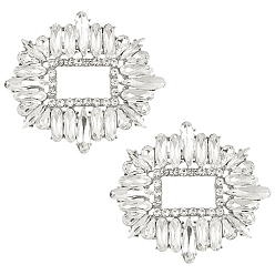 Кристалл Украшение для обуви из хрусталя и горного хрусталя из сплава, съемные пряжки для обуви, с железной фурнитурой, овальные, кристалл, 61x71x5 мм, 1 пара/коробка