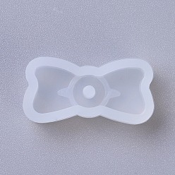 White Pendant Silicone Molds, Resin Casting Molds, For UV Resin, Epoxy Resin Jewelry Making, Bowknot, White, 15x29x8mm, Hole: 2.5mm