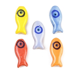 (52) Непрозрачная лаванда Famille роза ручной работы бусы фарфоровые, рыба, разноцветные, 20x9x6 мм, отверстие : 2 мм