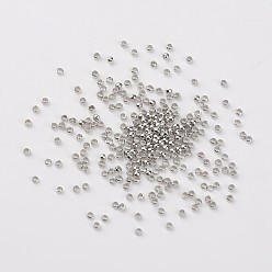 Platinum Brass Crimp Beads, Cadmium Free & Lead Free, Rondelle, Nickel Color, about 2mm in diameter, 1.2mm long, hole: 1.2mm
