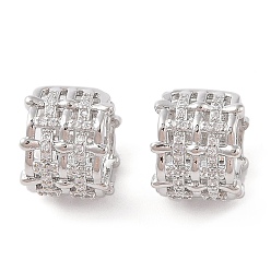 Платина Серьги-манжеты из латуни с микропаве и прозрачным циркониевым покрытием для женщин, без кадмия и без свинца, долговечный, c-образный, платина, 14x12 мм