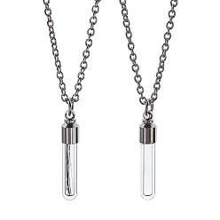 Платина 2 шт. латунные и прозрачные стеклянные ожерелья с подвеской в виде бутылки с изображением желаний из меха домашних животных, железные ожерелья с цепочкой из кабеля, платина, 18.50 дюйм (47 см)