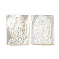 Кремово-белый Резные кабошоны из натуральной белой ракушки, прямоугольные, кремово-белые, 15.5x12x2.2~2.6 мм