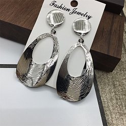 Teardrop Железные серьги-гвоздики с подвесками, со стальным штифтом, платина, слеза, 60 мм