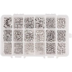 Antique Silver Tibetan Style Alloy Spacer Beads, Mix Shapes, Antique Silver, 16.5x10.8x3cm