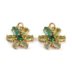 Настоящее золото 18K Латунные микро проложить кубического циркония подвески, подвески в форме цветов, стойки покрытие, без кадмия и без свинца, долговечный, с целью перехода в кольце, реальный 18 k позолоченный, 13.5x16x4.5 мм, отверстие : 3.2 мм