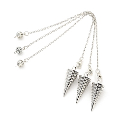 Платина Маятники для биолокационных катушек из латуни, спиральный маятник, Сплав с застежками когтя омара, без кадмия и без свинца, спиральный конус, платина, 223~245 мм, отверстие : 1.5~2 мм