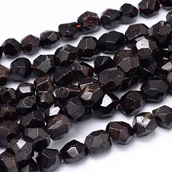 Garnet Natural Garnet Nuggets Bead Strands, Faceted, 13~20x12~18mm, Hole: 1mm, about 24pcs/strand, 15 inch