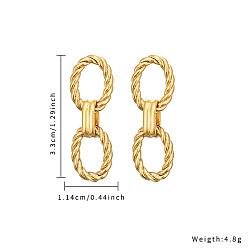 Golden 304 Stainless Steel Oval Dangle Stud Earrings, Golden, 33x11.4mm