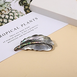 Feather Paua Shell Brooches for Backpack Clothes, Feather, 35x55mm