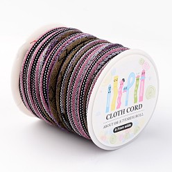 Colorido Cable de tela de cuerda étnica, colorido, 6~7 mm, sobre 8.75yards / rodillo (8 m / rollo)