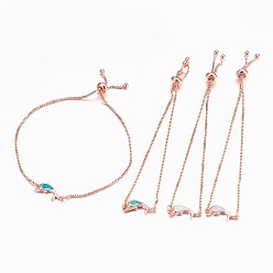 (52) Непрозрачная лаванда Регулируемые латунные браслеты Боло, слайдерные браслеты, с синтетическим опалом, дельфин, розовое золото , разноцветные, 9-7/8 дюйм (25 см), ссылка: 8x18x2.5 mm