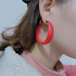 Красный Серьги-кольца из сплава, окрашенные распылением, кольцо, красные, внутренний диаметр: 50 мм
