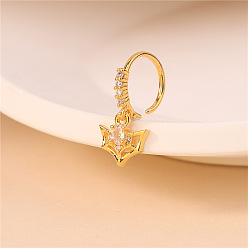 Золотой Носовые кольца-кольца с подвесками на тему Хэллоуина с паутиной из латуни и микропаве из прозрачного кубического циркония, золотые, внутренний диаметр: 8 мм