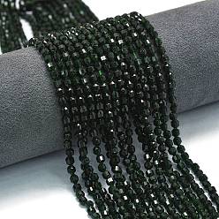 Зеленый Голдстоун Синтетический зеленый авантюрин бисер нитей, энергетическая призматическая огранка с двойными концами бусины, граненые двухконусные, 4x4.5 мм, отверстие : 0.4 мм, около 83 шт / нитка, 14.96'' (38 см)