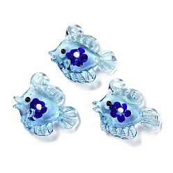 Fish Подвески лэмпворк ручной работы, морские животные амулеты, рыба, 31~33x31~34x12~14.5 мм, отверстие : 2~3 мм