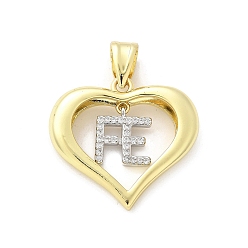 Слово Латунные микро проложить кубического циркония подвески, сердце прелести, стойки покрытие, долговечный, без свинца и без кадмия, слово, 28.5~29x30~30.5x6 мм, отверстие : 9.5x5.5 мм