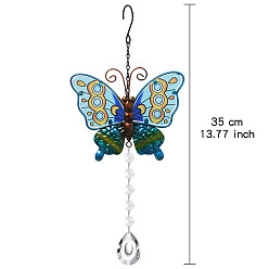 Бабочка Металлические подвесные украшения, стеклянные каплевидные кисточки-ловцы солнца для сада, подвесные украшения на открытом воздухе, бабочка, 350 мм