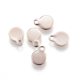 Розовое Золото Ионное покрытие (ip) 304 брелоки из нержавеющей стали, плоско-круглые, штамповка пустой метки, розовое золото , 7x5x0.5 мм, отверстие : 1 мм