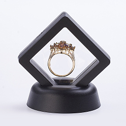 Черный Пластиковые каркасы, с прозрачной мембраной, 3 Держатель дисплея с плавающей рамкой, коробка для монет, квадратный, чёрные, 51x51x54 мм