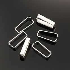 Silver Iron Quick Link Connectors, Linking Rings, Rectangle, Silver Color Plated, 20~21x7~9x4mm, Hole: 18x6mm