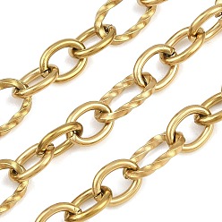 Golden 304 Edelstahl figaro Ketten, ungeschweißte, mit Spule, golden, 8.5x6.5x1.5 mm
