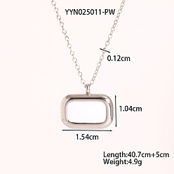 Белый Винтажные 304 прямоугольные эмалевые кулоны из нержавеющей стали для женщин, белые, 16.02 дюйм (40.7 см)