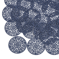 Морской Синий 430 соединительные звенья нержавеющие, окрашеные, гравированные металлические украшения, плоско-круглые, Marine Blue, 30x0.3 мм, отверстие : 1.6 мм