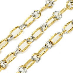 Золотой & Цвет Нержавеющей Стали Ионное покрытие (ip) 304 цепи из нержавеющей стали, несварные, с катушкой, золотые и нержавеющая сталь цвет, 12x6.5x1.5 мм