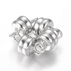 Платина Колонна латунные магнитные застежки с петлями, без свинца, без никеля и без кадмия, платина, 11x6 мм, отверстие : 2 мм