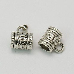 Античное Серебро Поручни из сплава в тибетском стиле, петля под залог, без свинца и без кадмия, бейлы, колонка, античное серебро, 9x7 мм, отверстие : 2.5 мм