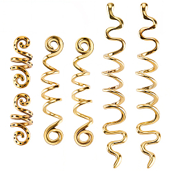 Антично-золотой и Золотой 6 шт. 3 стили литые манжеты для волос с завитками, Ужасная катушка, для укладки волос, корона, античный золотой и золотой, 25~90x9.5~10x10 мм, 2 шт / стиль