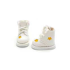 Белый Тканевые кукольные туфли со звездным узором, аксессуары для кукол bjd, белые, 30x17 мм