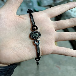 Черный Цвет Металла Плоские круглые браслеты из цинкового сплава с кристаллами и стразами для женщин, металлический черный , 7-5/8 дюйм (19.5 см)