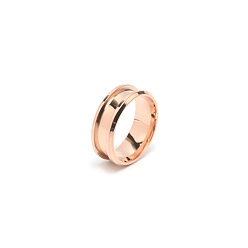 Rose Gold 201 Stainless Steel Grooved Finger Ring Settings, Ring Core Blank, for Inlay Ring Jewelry Making, Rose Gold, Inner Diameter: 19mm, 8mm, Ring Groove: 4.3mm