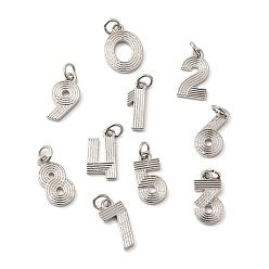 Платина Латунные подвески, числовые прелести, долговечный, без свинца и без кадмия, стойки покрытие, с целью перехода в кольце, платина, 15x5~11x1.5~2 мм, отверстие : 3.5 мм