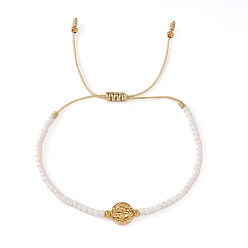 Белый Браслеты из бисера из стеклопластика, украшения из латуни для женщин, плоские круглые с святым Бенедиктом, белые, 11.02 дюйм (28 см)